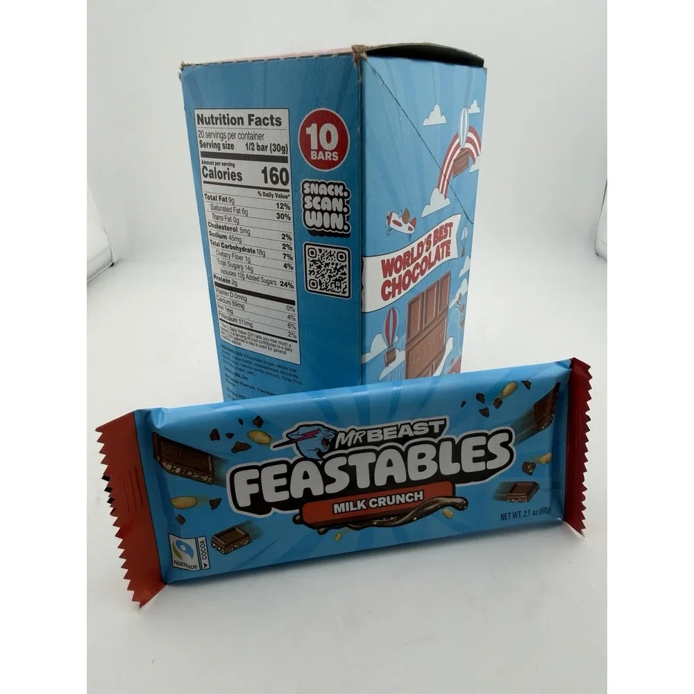 MrBeast Feastables Milk Chocolate Crunch Bar 10 Count